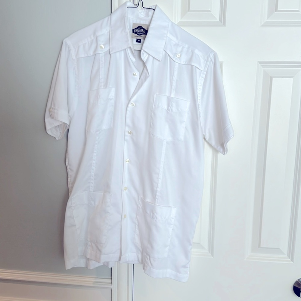 Men’s San Cristobal White Guayabera “Mexican Wedding Shirt” size medium